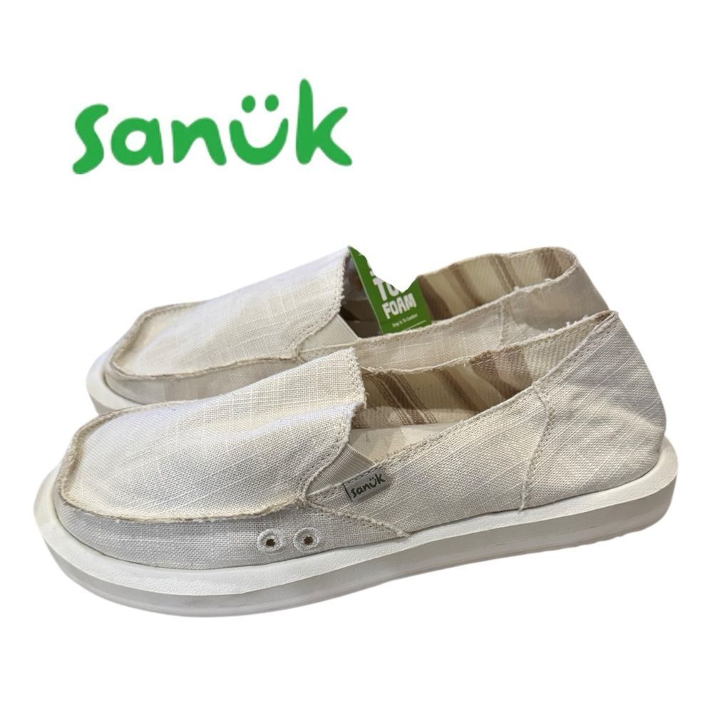 New Sanuk Women's Donna Soft Top ST Hemp White Slip On Shoes 1119310 Sz 11